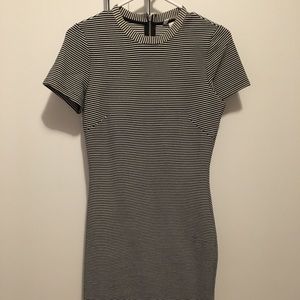 H&M bodycon black and white striped dress